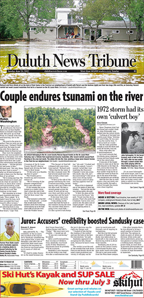 Duluth New Tribune front page featuring story on tsunami